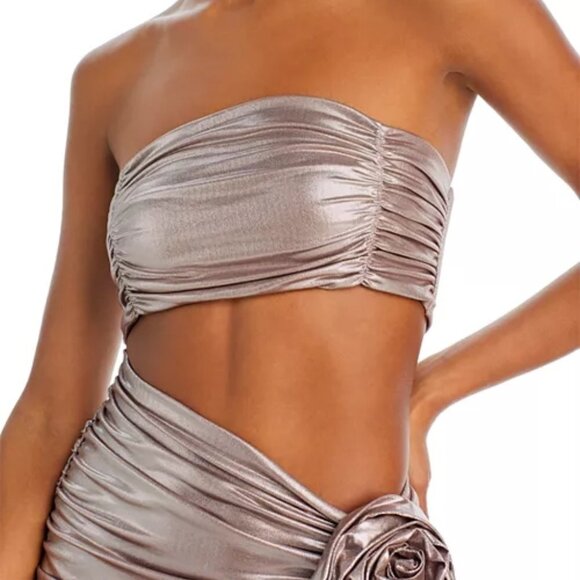 Bahia Maria Mia Cascading Cutout Mini Party Dress Size M Rust Copper - Picture 3 of 4